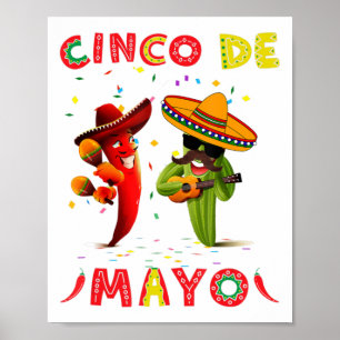Cinco De Mayo Mustache Sonnenbrillen Cactus Mexica Poster