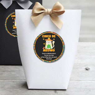 Cinco De Mayo - Niedliche Katze Vielen Dank Runder Aufkleber