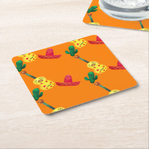 Cinco De Mayo Orange Rechteckiger Pappuntersetzer