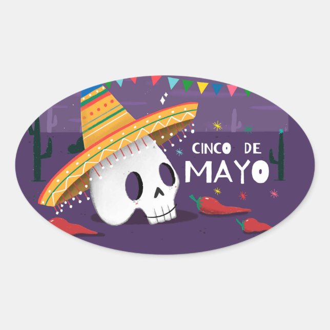 Cinco De Mayo Ovaler Aufkleber (Vorderseite)