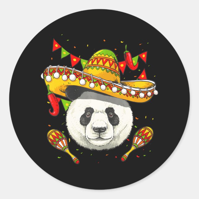 Cinco de Mayo Panda Mexican Lover Sombrero Panda Runder Aufkleber (Vorderseite)