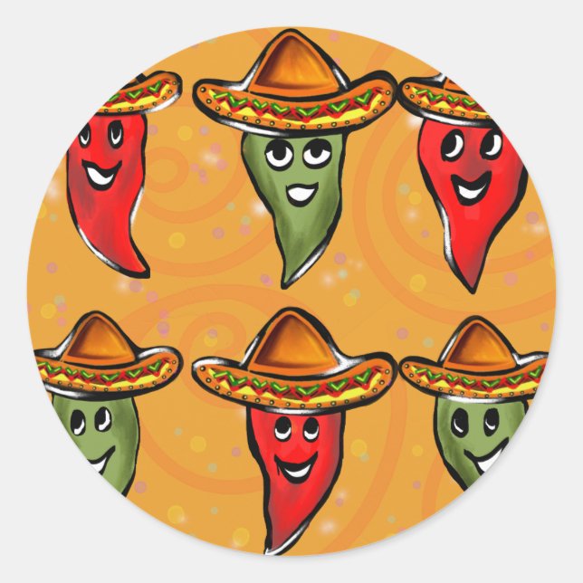Cinco de Mayo Paprika Runder Aufkleber (Vorderseite)