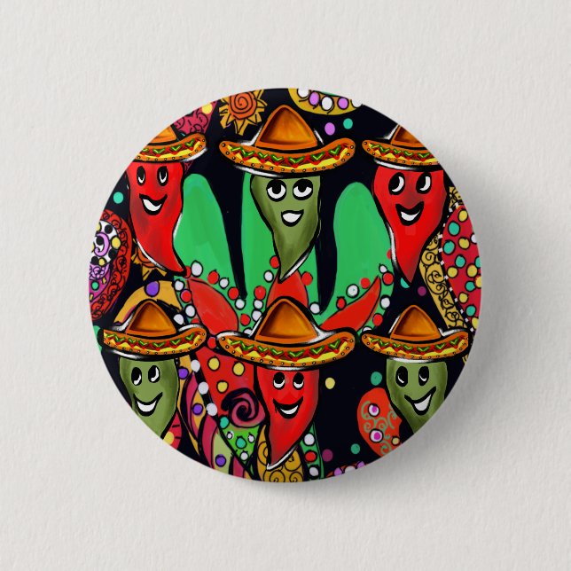 Cinco de Mayo Paprikaschoten Button (Vorderseite)