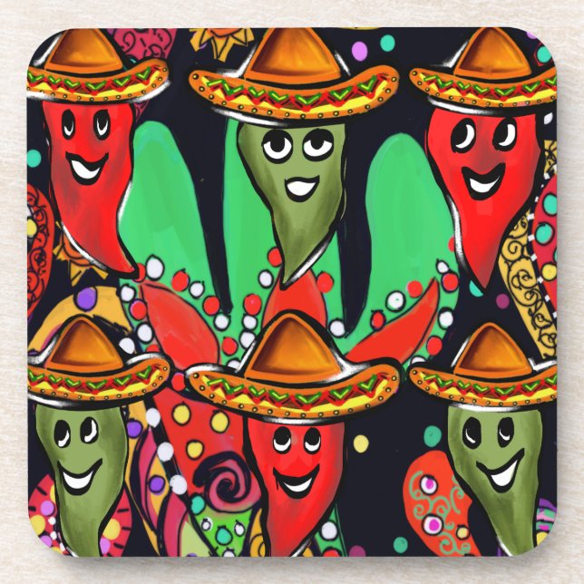 Cinco de Mayo Paprikaschoten Getränkeuntersetzer (Vorderseite)