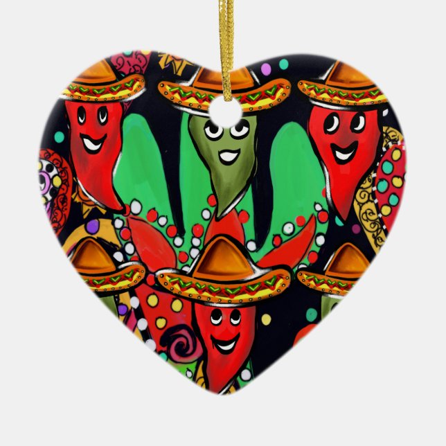 Cinco de Mayo Paprikaschoten Keramik Ornament (Vorne)