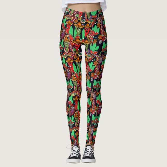 Cinco de Mayo Paprikaschoten Leggings (Vorderseite)