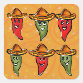 Cinco de Mayo Paprikaschoten Quadratischer Aufkleber