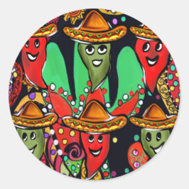 Cinco de Mayo Paprikaschoten Runder Aufkleber