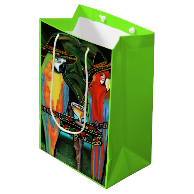CINCO DE MAYO PARROTS MITTLERE GESCHENKTÜTE (Vorderseite Schrägansicht)