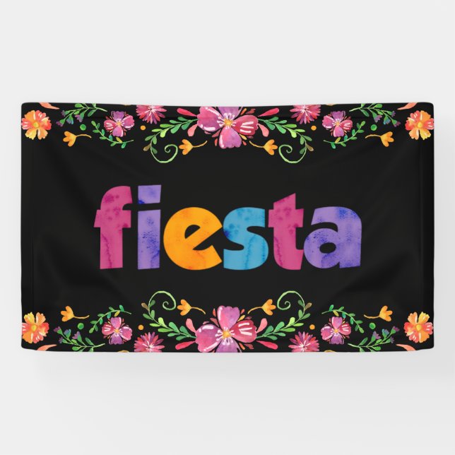 Cinco de Mayo Party Banner - Lebendige Blumenmuste (Horizontal)