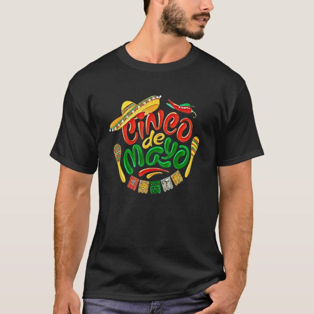Cinco de mayo party lets fiesta mexican sombrero M T-Shirt (Vorderseite)