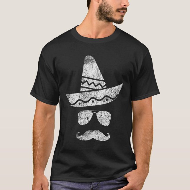 Cinco De Mayo Party Mustache Mexican Hat T S T-Shirt (Vorderseite)