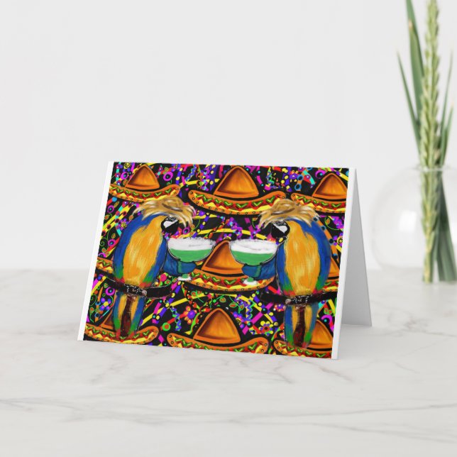 Cinco De Mayo Party Parrot Karte (Vorderseite)