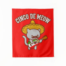 Cinco de Mayo Party Tapestry: CINCO DE MEOW Cat