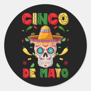 Cinco De Mayo Party Zucker-Schädel Männer Frauen M Runder Aufkleber