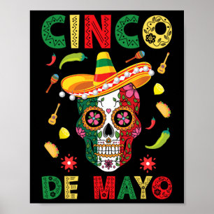 Cinco De Mayo Party Zucker-Schädel Mexikanische Fi Poster