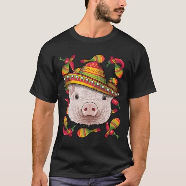 Cinco de Mayo Pig Sombrero Mexican Pig Fiesta Part T-Shirt (Vorderseite)