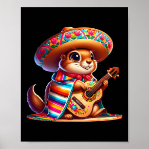 Cinco De Mayo-Präriehund mit mexikanischem Sombrer Poster