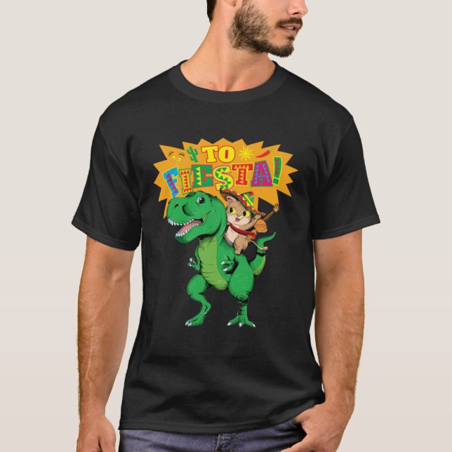 Cinco de Mayo  Rex Dinosaur and Cats T-Shirt (Vorderseite)
