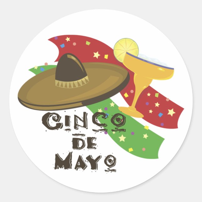 Cinco de Mayo Runder Aufkleber (Vorderseite)