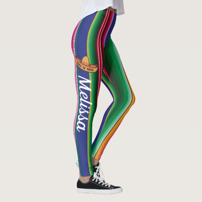 Cinco de Mayo Serape Blanket Muster NAME Leggings (Rechts)