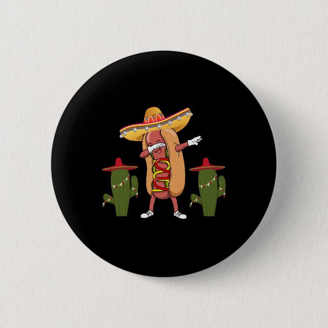 Cinco De Mayo Shirt Hot Dog Cactus Dancing Button (Vorderseite)