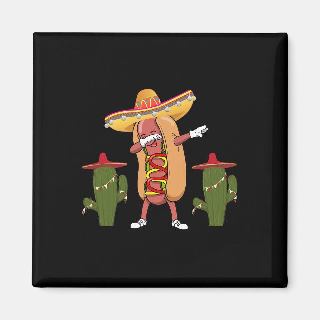 Cinco De Mayo Shirt Hot Dog Cactus Dancing Magnet (Vorne)