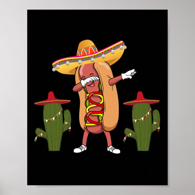 Cinco De Mayo Shirt Hot Dog Cactus Dancing Poster (Vorne)