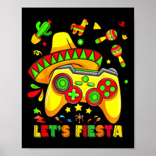Cinco De Mayo-Shirt Kinder Lass uns Fiesta Gamer J Poster