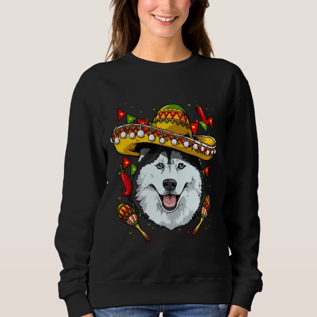Cinco De Mayo Siberian Husky Men Women Kids Somber Sweatshirt (Vorderseite)