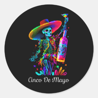 Cinco De Mayo Skeleton Frische Pasta machen Runder Aufkleber