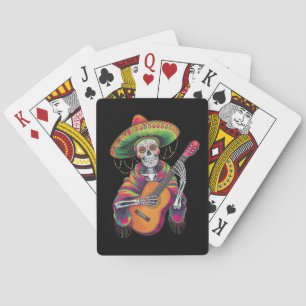Cinco De Mayo Skeleton Skull Fiesta Guitar Spielkarten