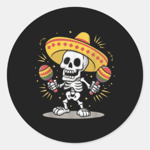 Cinco De Mayo Skeleton Sombrero Fiesta Mexikanisch Runder Aufkleber