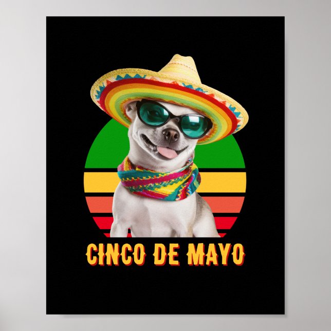 Cinco de Mayo Sombrero Chihuahua mit Sonnenbrille Poster (Vorne)