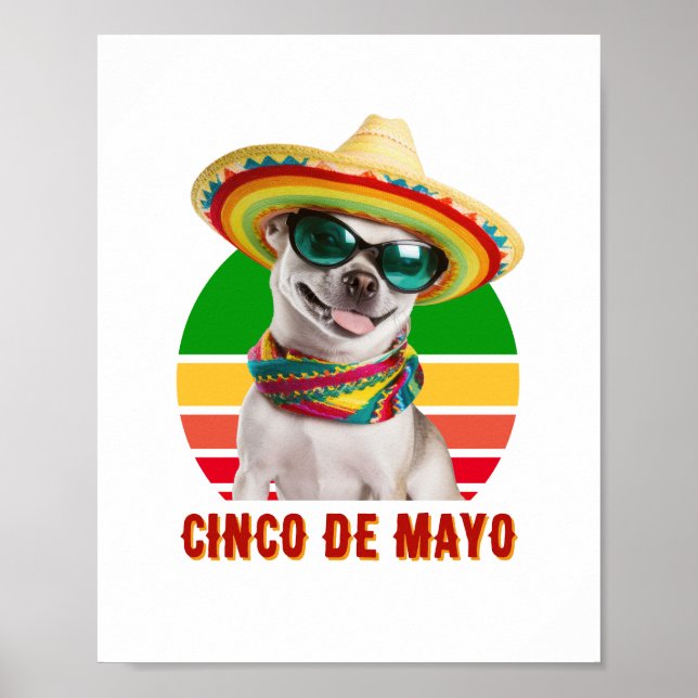 Cinco de Mayo Sombrero Chihuahua mit Sonnenbrille Poster (Vorne)