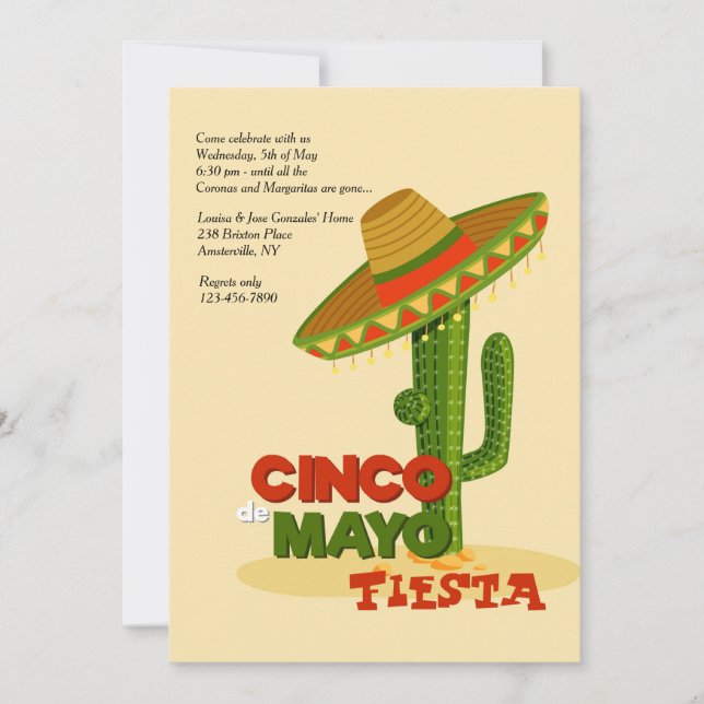 Cinco De Mayo Sombrero-Einladung Einladung (Vorderseite)