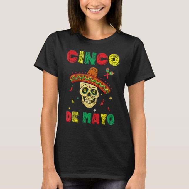 Cinco De Mayo Sombrero Skull Mexican Fiesta Women  T-Shirt (Vorderseite)