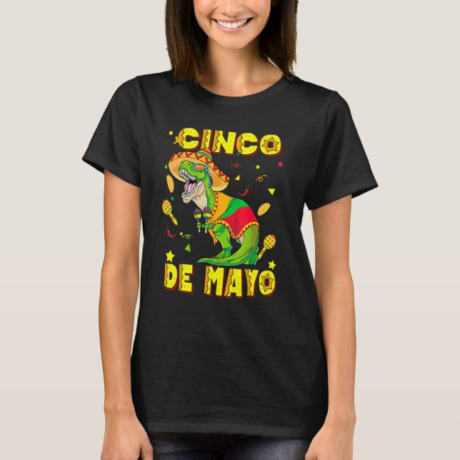 Cinco De Mayo Sombrero Tacosaurus T-Rex Dinosaur L T-Shirt (Vorderseite)