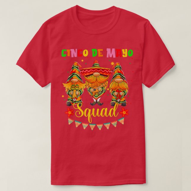 Cinco De Mayo Squad Funny Gnomes Guitar Cucharas P T-Shirt (Design vorne)