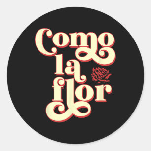 Cinco De Mayo Stil Como La Flor Cumbia Schwarzer M Runder Aufkleber