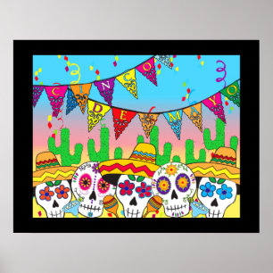 Cinco de Mayo Sugar Skull Print Poster