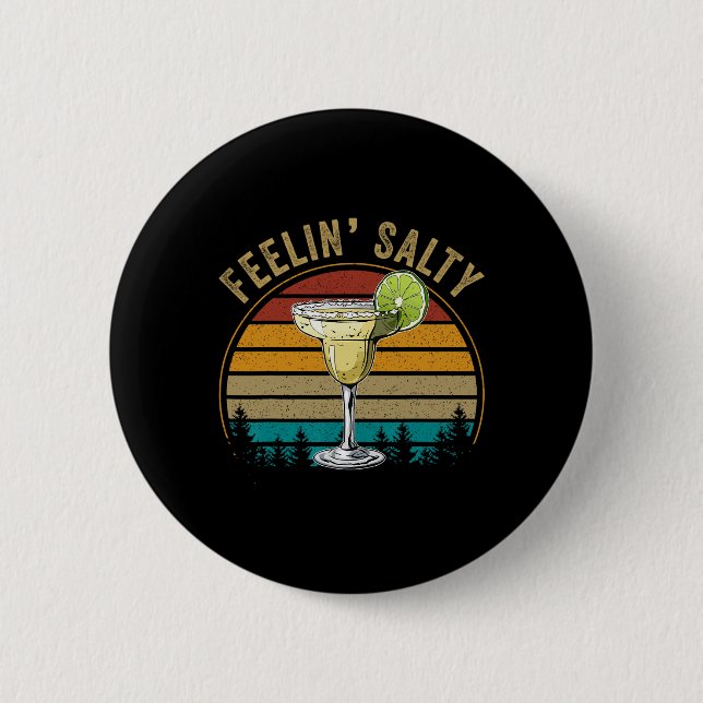 Cinco De Mayo T-Shirt Fühlt Sich Salzig Lustig Män Button (Vorderseite)
