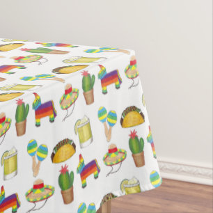 Cinco de Mayo Taco Cactus Pinata Maracas Mexican Tischdecke
