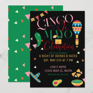 Cinco De Mayo Taco-Party Farbige Feier B Einladung
