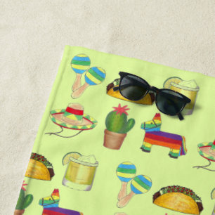 Cinco de Mayo Taco Piñata Margarita Cactus Maracas Strandtuch