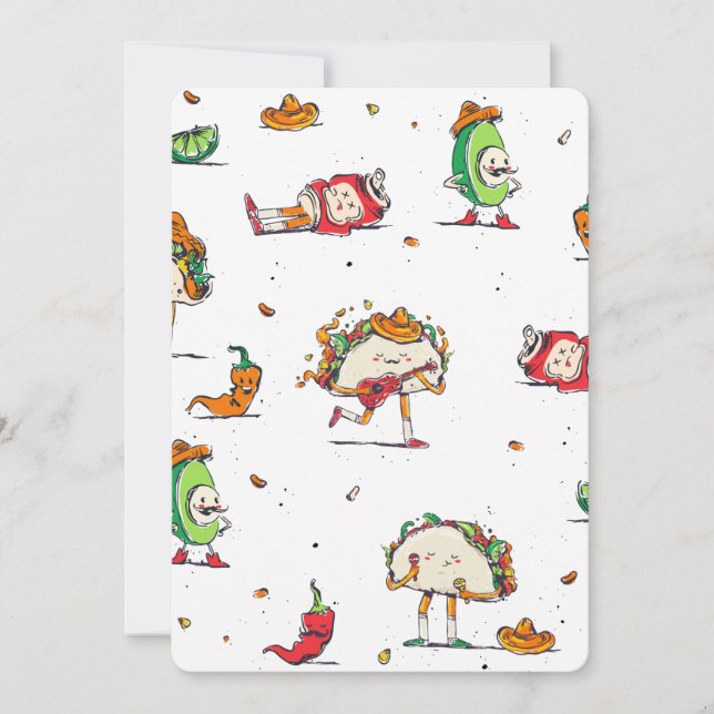 cinco de mayo tacos kawaii einladung (Vorderseite)