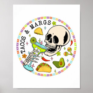 Cinco de Mayo Tacos und Margs mexikanisches Fiesta Poster