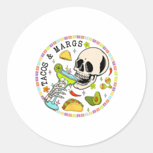 Cinco de Mayo Tacos und Margs mexikanisches Fiesta Runder Aufkleber