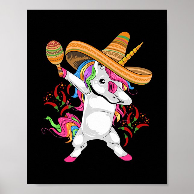 Cinco De Mayo Unicorn Mexiko Sombrero Hutkostüm Poster (Vorne)
