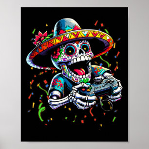 Cinco De Mayo Video Gaming Controller Zucker Skull Poster